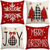 1/4pcs Christmas Pillow Covers Christmas Tree Joy Snow Merry Christmas Cushion Cover Winter Holiday Decor for Party Accessories - J&E