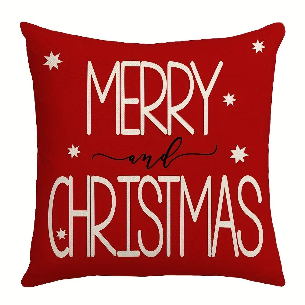 1/4pcs Christmas Pillow Covers Christmas Tree Joy Snow Merry Christmas Cushion Cover Winter Holiday Decor for Party Accessories - J&E