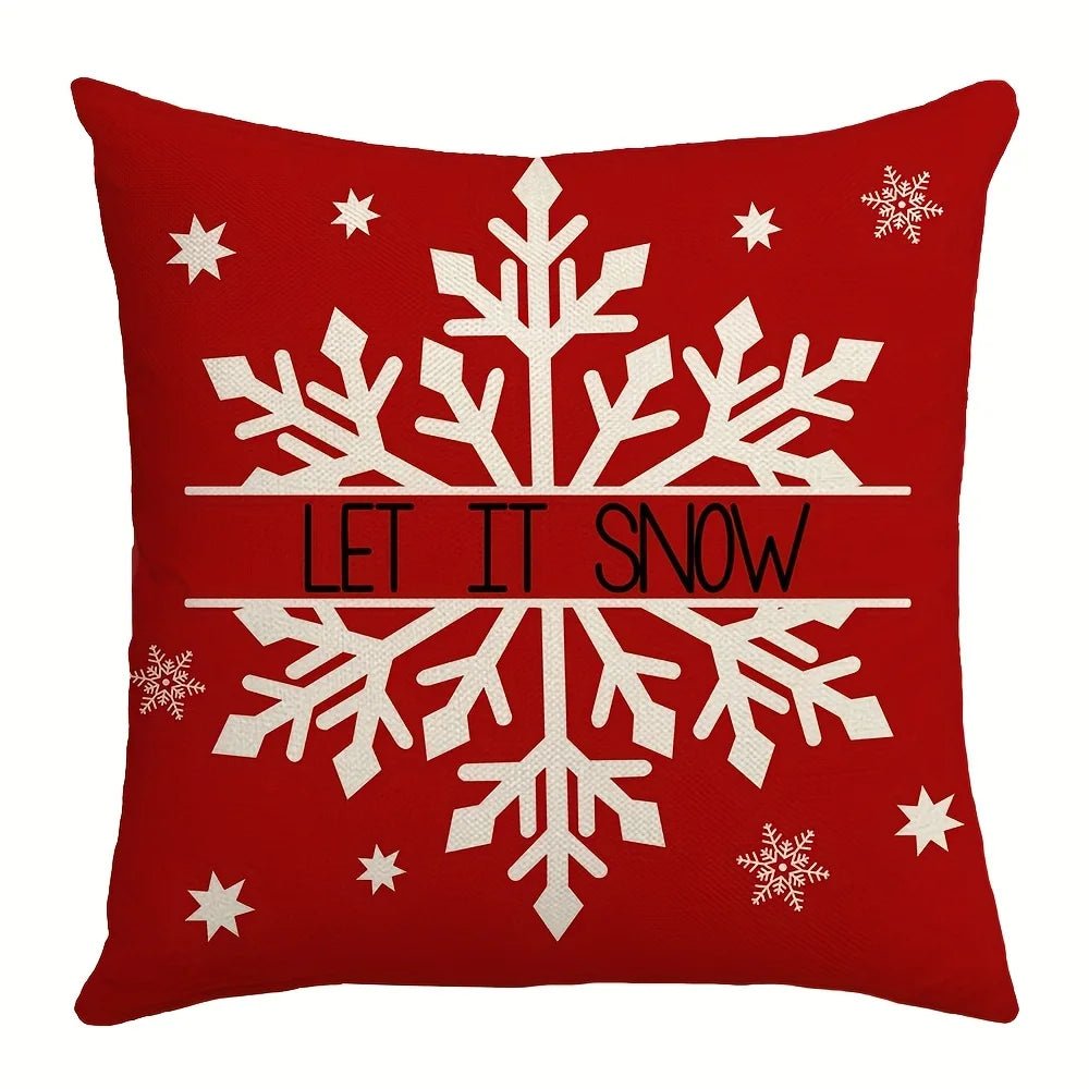 1/4pcs Christmas Pillow Covers Christmas Tree Joy Snow Merry Christmas Cushion Cover Winter Holiday Decor for Party Accessories - J&E