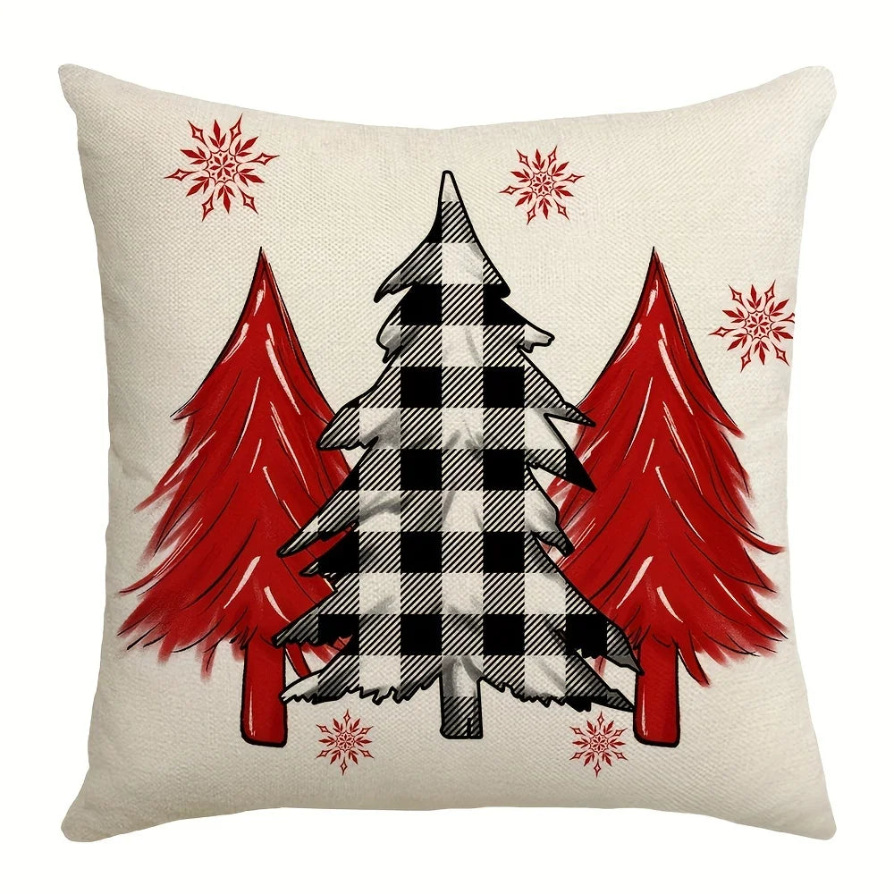 1/4pcs Christmas Pillow Covers Christmas Tree Joy Snow Merry Christmas Cushion Cover  Winter Holiday Decor for Party Accessories