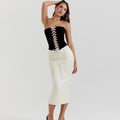 Suninheart Autumn 2 Piece Dress Set 2024 New in Lace Up Velvet Top and Pencil Skirt Set Black Elegant Dress Women Party Dresses