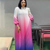 ANLAN Pleated Maxi Long Miyake Dress Gradient Color Lantern Sleeves Half Turtleneck Formal Dresses for Women 2024 New 9YK7603 - J&E