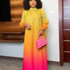 ANLAN Pleated Maxi Long Miyake Dress Gradient Color Lantern Sleeves Half Turtleneck Formal Dresses for Women 2024 New 9YK7603 - J&E