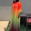 ANLAN Pleated Maxi Long Miyake Dress Gradient Color Lantern Sleeves Half Turtleneck Formal Dresses for Women 2024 New 9YK7603 - J&E