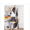 ANLAN Pleated Maxi Long Miyake Dress Gradient Color Lantern Sleeves Half Turtleneck Formal Dresses for Women 2024 New 9YK7603 - J&E