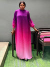 ANLAN Pleated Maxi Long Miyake Dress Gradient Color Lantern Sleeves Half Turtleneck Formal Dresses for Women 2024 New 9YK7603 - J&E