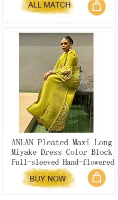 ANLAN Pleated Maxi Long Miyake Dress Gradient Color Lantern Sleeves Half Turtleneck Formal Dresses for Women 2024 New 9YK7603 - J&E