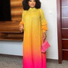 ANLAN Pleated Maxi Long Miyake Dress Gradient Color Lantern Sleeves Half Turtleneck Formal Dresses for Women 2024 New 9YK7603 - J&E