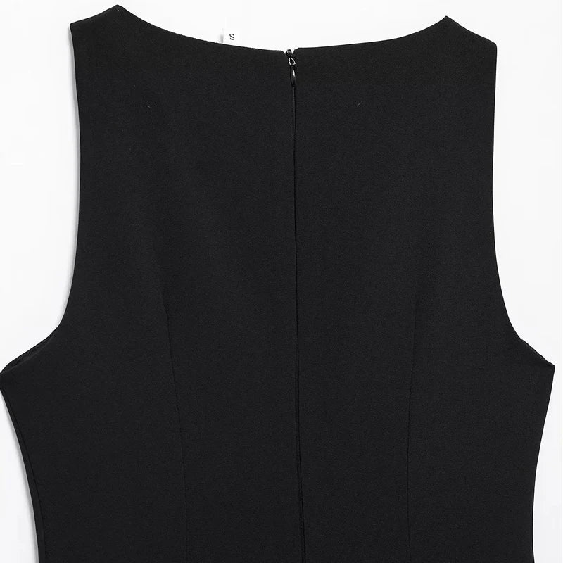 HXAO Womens Dresses 2025 Sleeveless Black Dress With Feathers Bodycon Short Party Dresses Woman Fitted Tank Elegant Mini Dress - J&E
