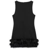 HXAO Womens Dresses 2025 Sleeveless Black Dress With Feathers Bodycon Short Party Dresses Woman Fitted Tank Elegant Mini Dress - J&E