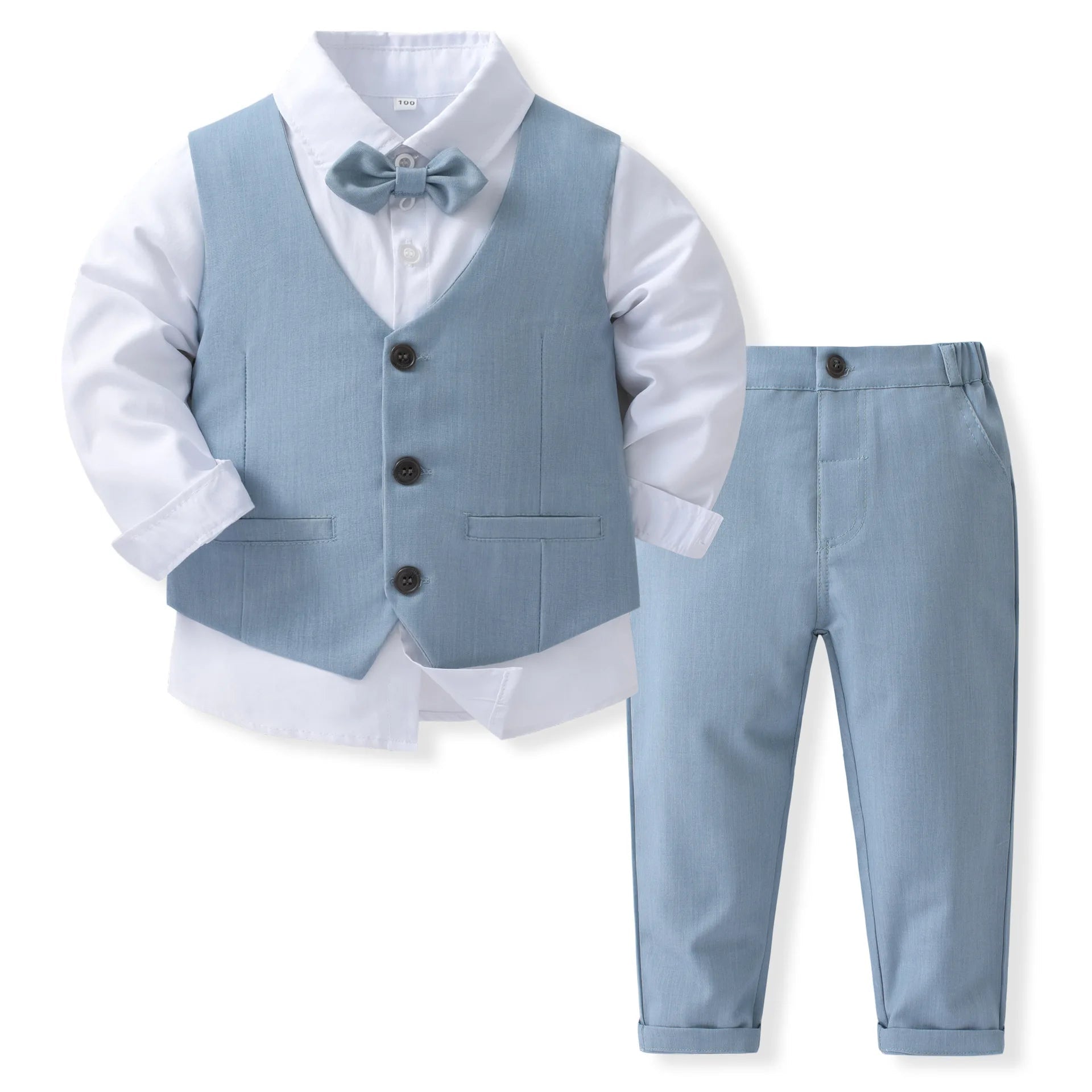 Kabeier Kids Suits Boys Wedding Attire Outfit Boys Toddler Bow tie Dress Blazer Blue Children Ring Bearer Suit 1 to 6 Years - J&E
