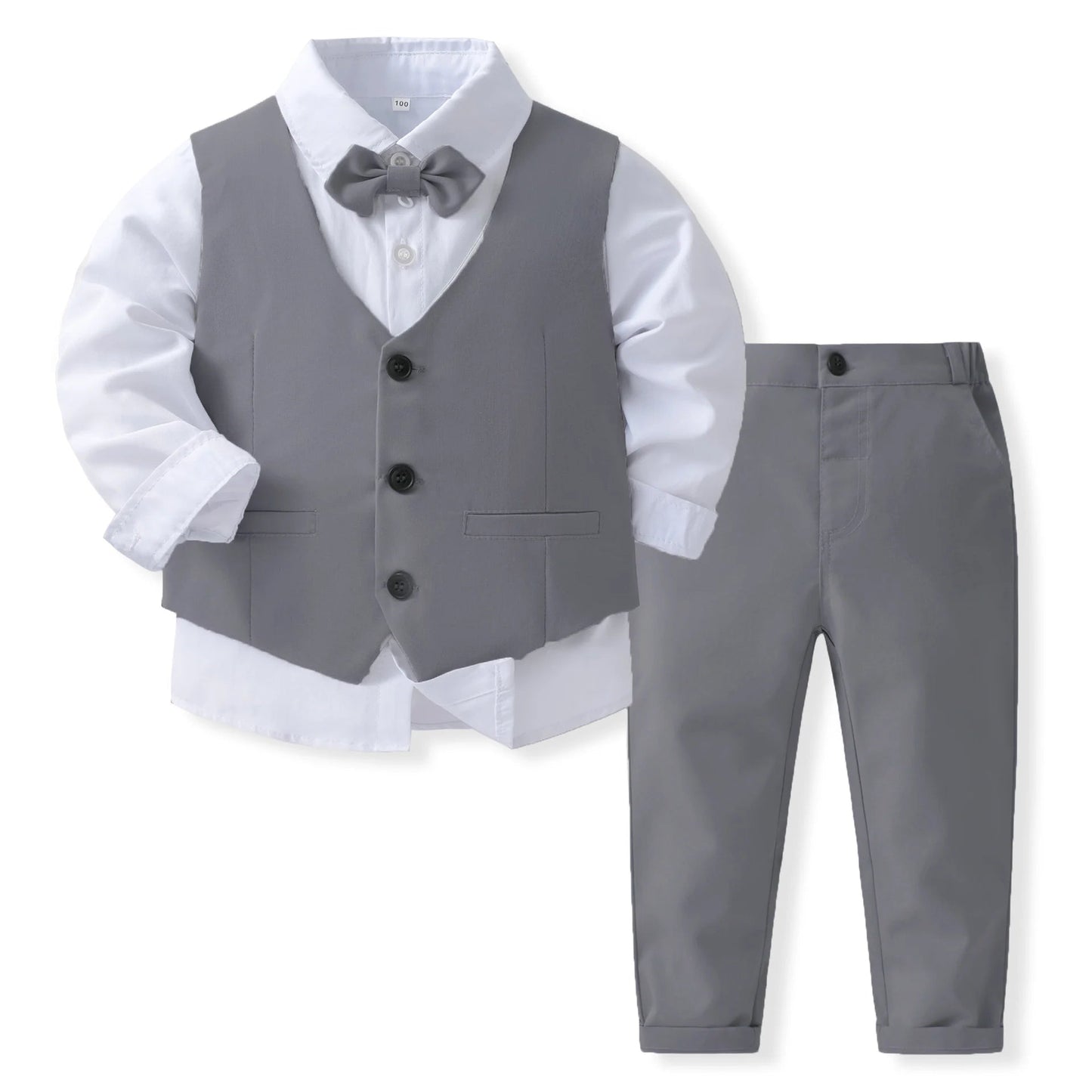 Kabeier Kids Suits Boys Wedding Attire Outfit Boys Toddler Bow tie Dress Blazer Blue Children Ring Bearer Suit 1 to 6 Years - J&E