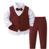 Kabeier Kids Suits Boys Wedding Attire Outfit Boys Toddler Bow tie Dress Blazer Blue Children Ring Bearer Suit 1 to 6 Years - J&E