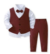 Kabeier Kids Suits Boys Wedding Attire Outfit Boys Toddler Bow tie Dress Blazer Blue Children Ring Bearer Suit 1 to 6 Years - J&E