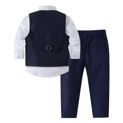 Kabeier Kids Suits Boys Wedding Attire Outfit Boys Toddler Bow tie Dress Blazer Blue Children Ring Bearer Suit 1 to 6 Years - J&E