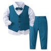 Kabeier Kids Suits Boys Wedding Attire Outfit Boys Toddler Bow tie Dress Blazer Blue Children Ring Bearer Suit 1 to 6 Years - J&E