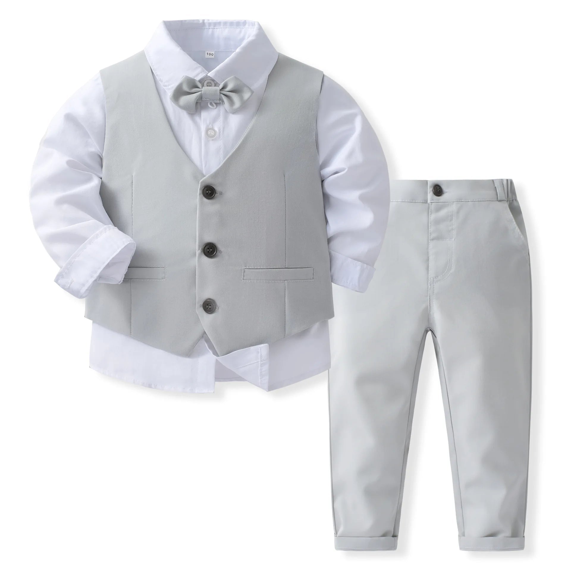 Kabeier Kids Suits Boys Wedding Attire Outfit Boys Toddler Bow tie Dress Blazer Blue Children Ring Bearer Suit 1 to 6 Years - J&E
