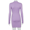 Long Sleeve Ruched Bodycon Dress Women Turtleneck Bandage Mini Dresses Autumn Black Skinny Stretchy Party Vestidos - J&E