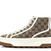 New canvas GG monogram womens tennis 1997 high top 55mm platform sneakers 38.5 beige Ebony mystic white - J&E