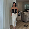 Suninheart Autumn 2 Piece Dress Set 2024 New in Lace Up Velvet Top and Pencil Skirt Set Black Elegant Dress Women Party Dresses - J&E