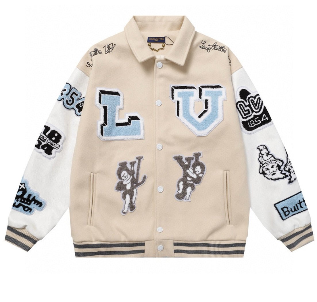 Trendy & eye-catching: Wizard of Oz Blue & White Varsity Jacket | Classic Letterman Style - J&E