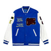 Trendy & eye-catching: Wizard of Oz Blue & White Varsity Jacket | Classic Letterman Style - J&E