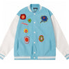 Trendy & eye-catching: Wizard of Oz Blue & White Varsity Jacket | Classic Letterman Style - J&E