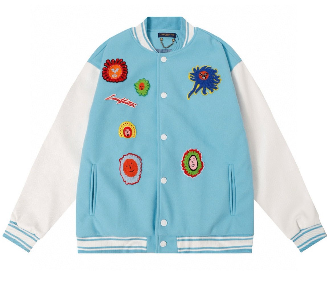 Trendy & eye-catching: Wizard of Oz Blue & White Varsity Jacket | Classic Letterman Style - J&E