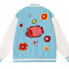 Trendy & eye-catching: Wizard of Oz Blue & White Varsity Jacket | Classic Letterman Style - J&E