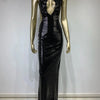 Women Summer Luxury Sexy Backless Halter Black Mesh Sequins Maxi Long Gowns Dress Elegant Celebrity Evening Party Club Dress - J&E