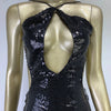 Women Summer Luxury Sexy Backless Halter Black Mesh Sequins Maxi Long Gowns Dress Elegant Celebrity Evening Party Club Dress - J&E