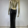 Women Summer Luxury Sexy Backless Halter Black Mesh Sequins Maxi Long Gowns Dress Elegant Celebrity Evening Party Club Dress - J&E