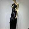 Women Summer Luxury Sexy Backless Halter Black Mesh Sequins Maxi Long Gowns Dress Elegant Celebrity Evening Party Club Dress - J&E
